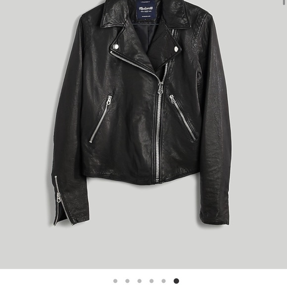 Madewell Black Leather Jacket with Silver Zippers - Picture 3 of 16